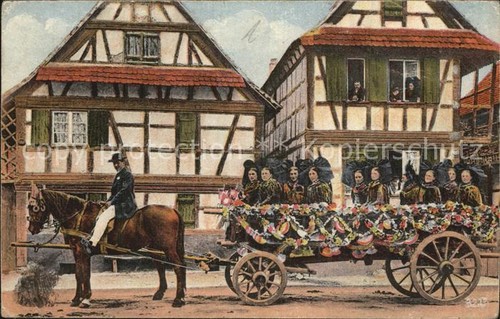 Pferdekutschen elsass dorffest - pferdekutschen,